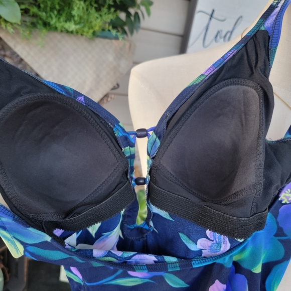 TRANSFORM ♡ Sweet 1pc Multi Color Floral Open Back Padded Bralette Swimsuit 12 - Picture 13 of 16